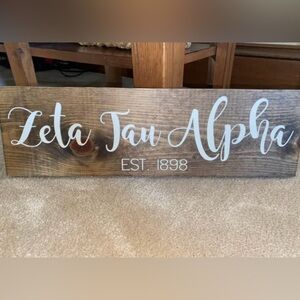 Wooden Zeta Tau Alpha Sign